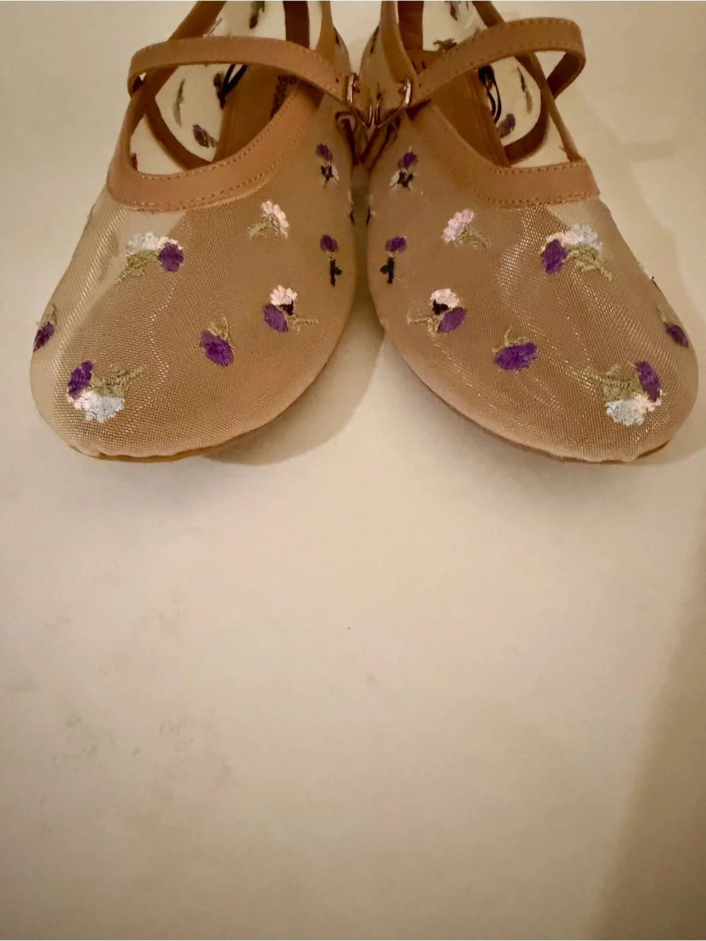 No Boundaries Mary Jane Mesh Flats with Embroidered Purple Flowers, Size 11 - Picture 4 of 8